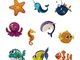 NUOBESTY 10 pezzi Antiscivolo Adesivi Vasca Da Bagno per Bambini Doccia(Animali Marini)