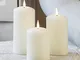 Lights4fun - TruGlow® Set di 3 Candele LED Bianco Caldo a Pile in Vera Cera d'Avorio Con F...