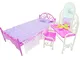 1 Bed +1 Dresser Dressing Table with Chair Mirror Dollhouse Mini Furniture Accessories for...