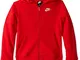 Nike B NSW FZ Club Felpa, Bambino, University Red/University Red/White, S