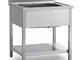 Lavello 140x70x85 acciaio inox 430 su gambe ripiano cucina ristorante RS4764