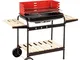 Enrico Coveri Barbecue Rettangolare A Carbone Multifunzione Con Struttura In Acciaio E Rip...