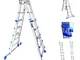 Scala telescopica multiuso con sistema di combinazione dei gradini, 4 x 5 pioli, scaletta...