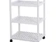 SONGMICS Carrello in Bambù Scaffale Mobile a 3 Ripiani con Rotelle Bloccabili Trolley per...