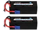 HRB 2PCS 4S 14.8V 6000mAh 50C Hardcase Batteria Lipo per RC Drone Elicottero Aereo Quadcop...