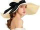 Tencoz Cappello di Paglia Donna, Cappello da Sole Donna Pieghevole, Cappello da Spiaggia E...