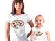 Shirtgeil Coppia Maglie per Mamma e Figlio/Figlia Divertente - Fetta di Pizza Bambini Bian...