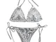 Taigood Costume da Bagno Bikini Sexy con Cinturino alla Caviglia Costume da Bagno Bikini P...