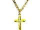 Collana Oro Giallo 18kt (750) Catena Pernice Grumetta con Pendente Religioso Croce Gesù Cr...