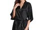 Aibrou Donna Pigiama Kimono, Scollo V Elegante Vestaglia Corta in Raso, Camicia da Notte c...