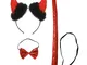 SET TRAVESTIMENTO - DIAVOLO ROSSO IN VINILE - CORNA, PAPILLON E CODA - ACCESSORI ABITO VES...