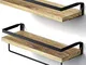 STOREMIC - Scaffale da parete in legno rustico, con mensole da parete, set di 2 ripiani de...