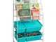 SoBuy Scaffale Bianco portagiochi Libreria Bambini 4 scatole in Blu con Coperchio KMB07-B