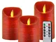 Candele LED Set Fiamma LED Lampeggiante in 3 Pezzi 10 * 12,5 * 15cm con Timer Telecomando,...