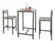 SoBuy Set 3 Pezzi Tavolo con 2 sgabelli Mobile Bar per casa Stile Industriale, L60*P60*A97...