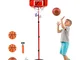 AolKee Canestro Basket Bambini e Supporto, portatile da 50 cm-150 cm Regolabile per intern...