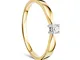 Orovi, anello di fidanzamento da donna, solitario in oro bicolore 14 carati (585) con diam...