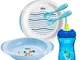 Chicco Set Pappa 12M+, Contiene 1 Tazza, Set di 2 Piatti e Posate, Forchetta e Cucchiaio,...