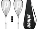 2 x Prince Pro Sovereign 650 Racchette Da Squash + 3 Palle Da Squash Dunlop + Borsa Da Tra...