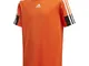 adidas Aeroready 3-Streifen T-Shirt, Maglietta da Ragazzo. Bambino, Arancione/Nero, 152