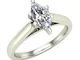 Anello di fidanzamento con diamante taglio marquise per donna in oro bianco 14 carati 14 k...