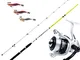 AGC Kit EGING Canna + Mulinello + 4 TOTANARE, Canna Pesca Deep Walker Squid + Mulinello Ev...