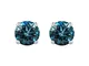 Blu brillante rotondo taglio diamante orecchini in oro bianco 14 K in (1/6 Cttw)