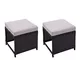 Mendler Set 2X sgabelli Pouf poggiapiedi da Esterno HWC-G16 polyrattan Nero Cuscino Grigio...