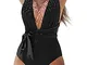 CUPSHE Costume da bagno intero da donna sexy con scollo a V profondo costume da bagno incr...