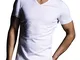LOVABLE Invisible Cotton T-Shirt Maglia con Scollo a V Profondo, Intimo, Uomo, Bianco, Sma...