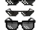 YSSHUI [3 Pack] Thug Life Occhiali da Sole, Uomo Donna Vetro 8 Bit Pixel Mosaico Occhiali...