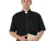 GraduatePro Camicia Clergy Maniche Corta Uomo Collo Romano con Colletto Prete Sacerdote Ne...