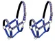 vidaXL 2X Collare da Testa per Cavallo in Nylon Taglia Pony Blu con Tirante