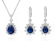 Crystalline Azuria Donna 18ct Placcato Oro Bianco Lacrima Zaffiro simulato Blu Cristalli d...