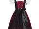 Gaudi-Leathers Bavarese Dirndl Set Lilly 3 Pezzi Costume Tipico Tirolese per Oktoberfest C...