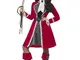 SMIFFYS Costume Capitano deluxe autentico da donna, rosso, con abito, giacca, cravatta e