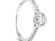Orovi, anello da donna in oro bianco 0,18 ct, solitario centrale con diamante da 0,13 cara...