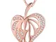 Purmy Donne Collana Placcato Oro Rosa Pendente Bianca Cubic Zirconia Cavo A forma di Cuore...