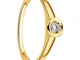 Orovi - Anello da donna in oro giallo 750/1000, con diamante solitario da 0,10 carati e di...