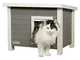 Kerbl Kitty Habitat Shed Kennel Eco Cat House, 57cm x 45cm x 43 cm, grigio / bianco