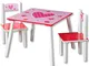Kesper 17722 1 Tavolo per bambini con 2 sedie, design: Cuori, MDF laccato, FSC, Rosa (Rosa...