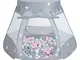 Selonis Tenda 105X90cm/300 Palline Castello Con Palline Colorate Per Bambini, Grigio:Perla...