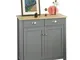 SoBuy Credenza Soggiorno Vetrina Soggiorno Grigio con 2 cassetti e 2 Ante L80*P36*A81 cm F...