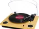 Max LP Player Giradischi Bluetooth in vinile con altoparlanti Vintage 3 velocità 3 dimensi...