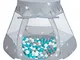 Selonis Tenda 105X90cm/200 Palline Castello Con Palline Colorate Per Bambini, Grigio:Grigi...