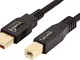 Amazon Basics - Cavo USB 2.0, A-maschio a B-maschio, con connettori placcati in oro (1,8 m...