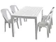 PROGARDEN - Set tavolo da giardino Sumatra, effetto legno, plastica, 138 x 78 cm + 4 sedie...