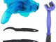 PQZATX Scrubber Catena Bici, 4 Pezzi Mountain Bici Portable Cleaner Tool Kit Pulisci Spazz...