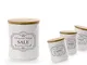 Tris Set 3 pz barattoli in Ceramica 10 * 12 cm Tappo Legno Sale Zucchero caffè 754166