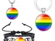 DEESSEPRO® 3 Pezzi LGBT Arcobaleno Gay Pride Bracciale, Collana e Portachiavi, Regalo Idea...